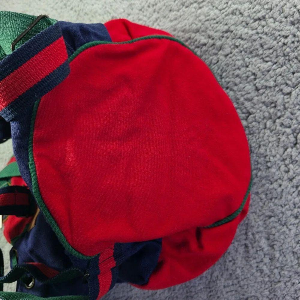 Moni Accessories Vintage Colorblock Canvas Backpack Navy Red Green NWT